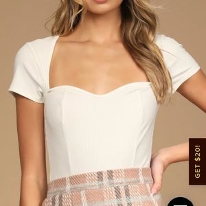 NWT Lulu's White Bodysuit Size Large